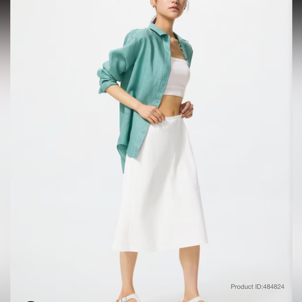 Uniqlo Linen Blend Midi Skirt NWT sz S white